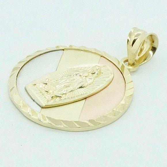 14k Multi-Tone Gold Religious Pendant Estate Sale Jewelry 1.10 inches - Picture 3 of 4